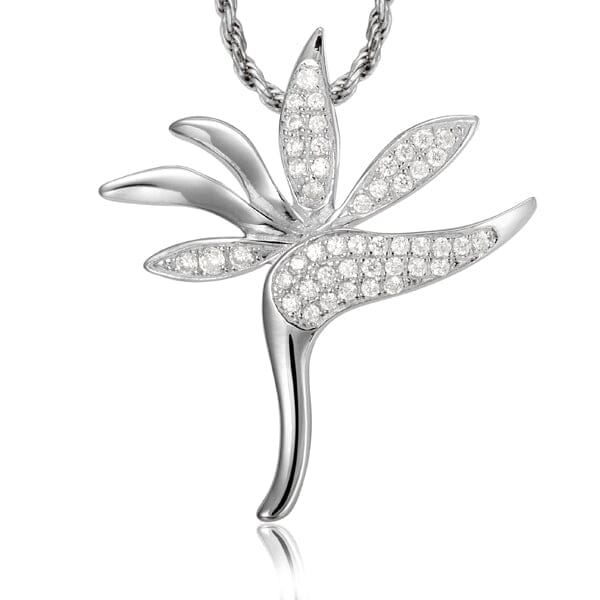 Pavé Tropical Bird of Paradise Pendant Pendant Island by Koa Nani White Gold 