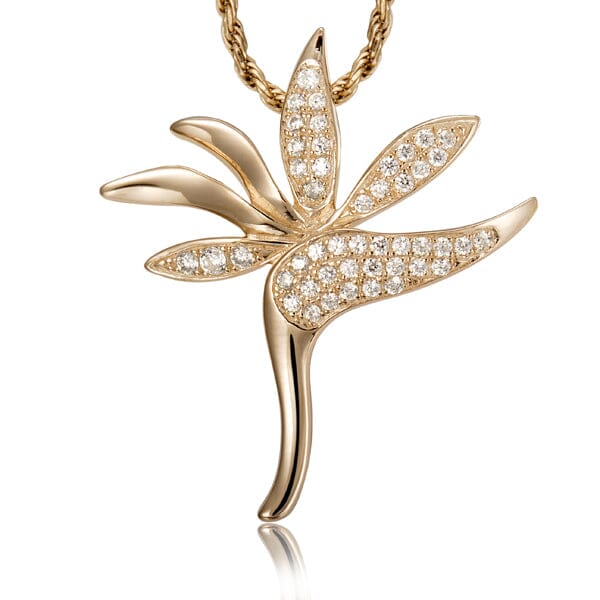 Pavé Tropical Bird of Paradise Pendant Pendant Island by Koa Nani Yellow Gold 