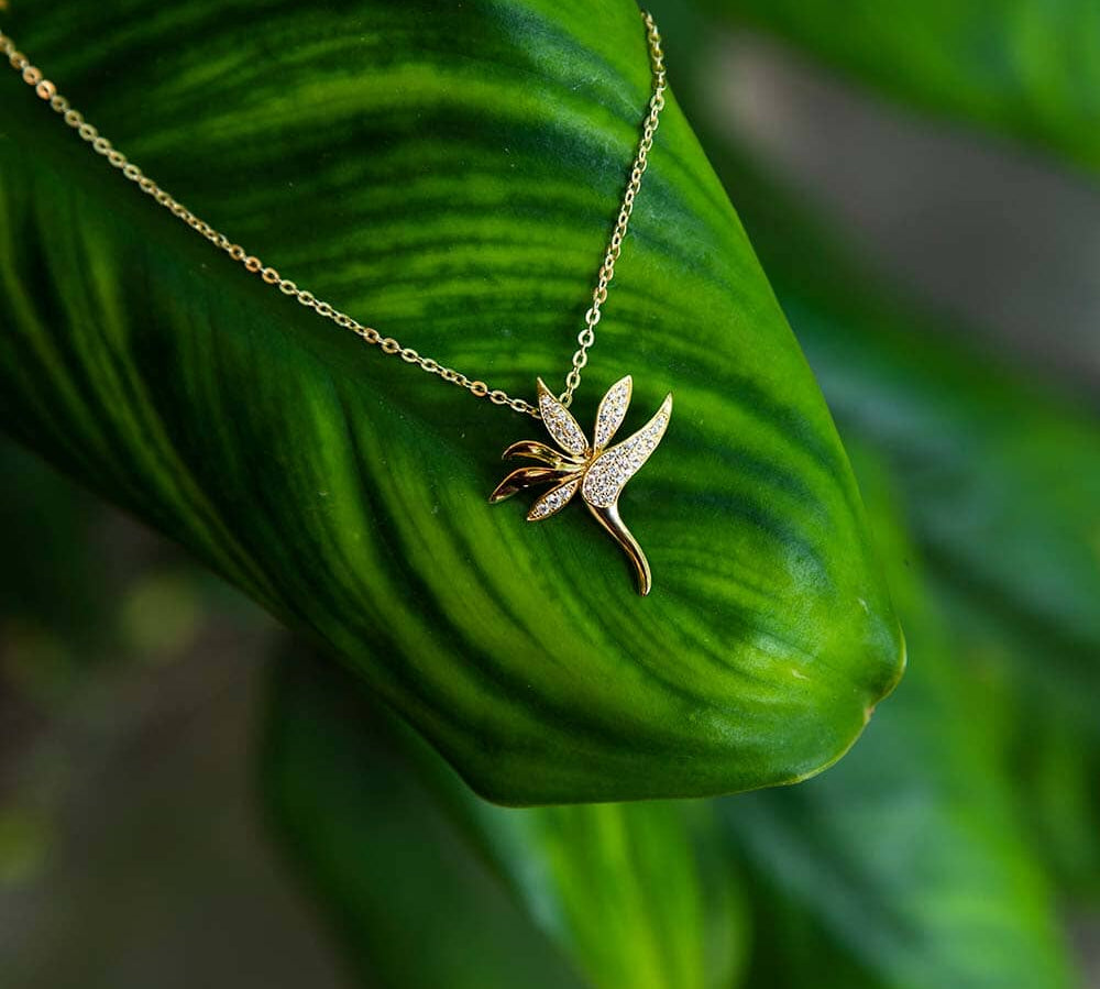 Pavé Tropical Bird of Paradise Pendant Pendant Island by Koa Nani 