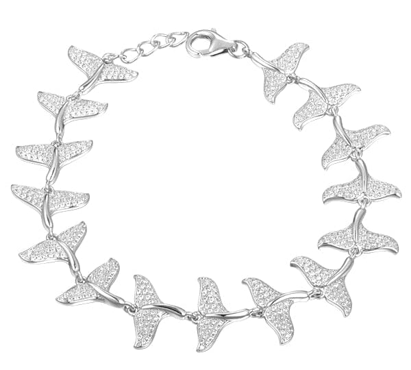 Pavé Whale Tail Bracelet Bracelet Island by Koa Nani White Gold 