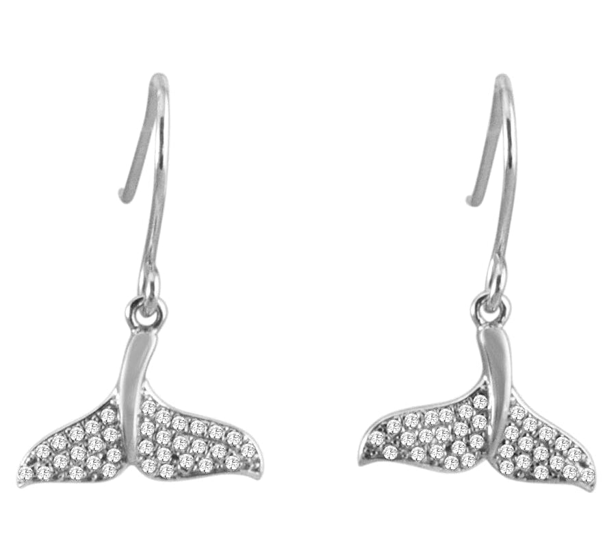 Pavé Whale Tail Earrings Earrings Island by Koa Nani White Gold 
