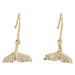 Pavé Whale Tail Earrings Earrings Island by Koa Nani Yellow Gold 
