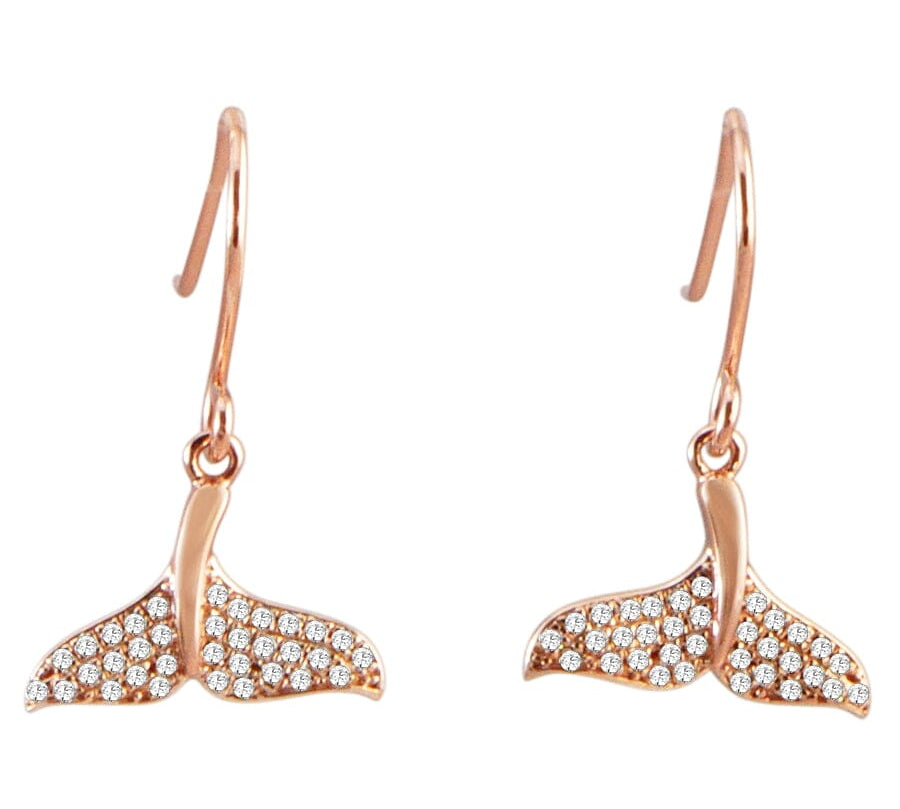 Pavé Whale Tail Earrings Earrings Island by Koa Nani Rose Gold 