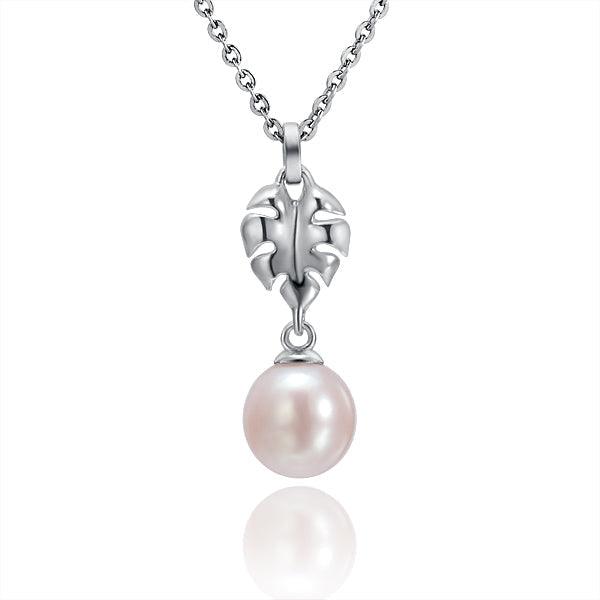 Pearl Alocacia Leaf Pendant Pendant Island by Koa Nani Akoya Pearl 