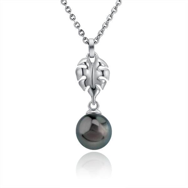 Pearl Alocacia Leaf Pendant Pendant Island by Koa Nani Tahitian Pearl 