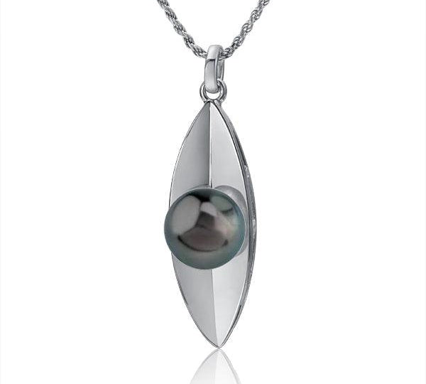 Pearl Banana Leaf Pendant Pendant Island by Koa Nani Tahitian Pearl 