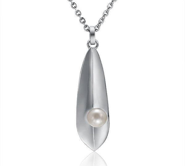 Pearl Banana Leaf Raindrop Pendant Pendant Island by Koa Nani Akoya Pearl 