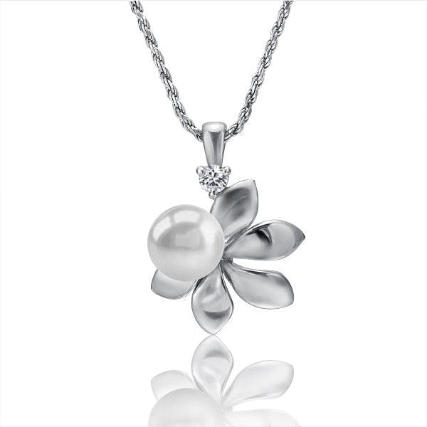 Pearl Blooming Naupaka Pendant Pendant Island by Koa Nani Freshwater Pearl 