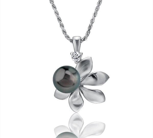 Pearl Blooming Naupaka Pendant Pendant Island by Koa Nani Tahitian Pearl 