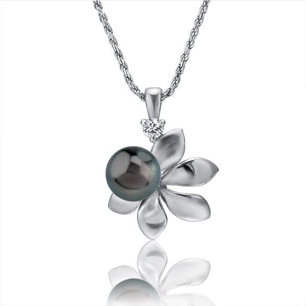 Pearl Blooming Naupaka Pendant Pendant Island by Koa Nani Tahitian Pearl 