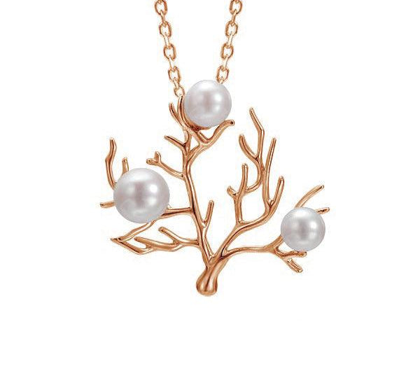 Pearl Coral Pendant Pendant Island by Koa Nani Akoya Pearl Rose Gold 