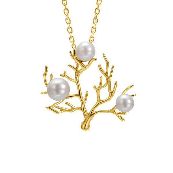 Pearl Coral Pendant Pendant Island by Koa Nani Akoya Pearl Yellow Gold 