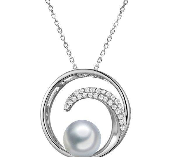 Pearl Eternity Wave Pendant Pendant Island by Koa Nani Freshwater Pearl 