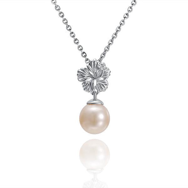 Pearl Hibiscus Pendant Pendant Island by Koa Nani Akoya Pearl 