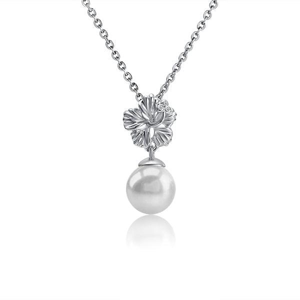 Pearl Hibiscus Pendant Pendant Island by Koa Nani Freshwater Pearl 