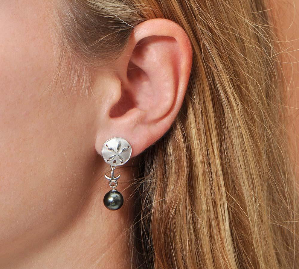 Pearl Hokuhele Sand Dollar Earrings Earrings Island by Koa Nani 