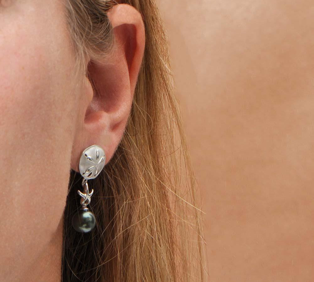 Pearl Hokuhele Sand Dollar Earrings Earrings Island by Koa Nani 