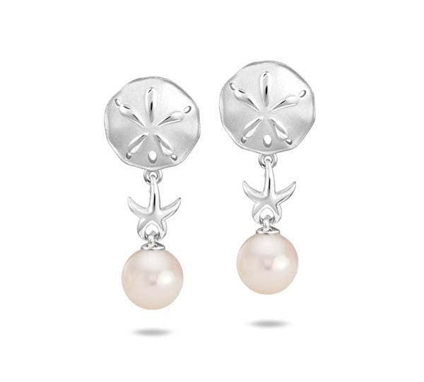 Pearl Hokuhele Sand Dollar Earrings Earrings Island by Koa Nani Freshwater Pearl 