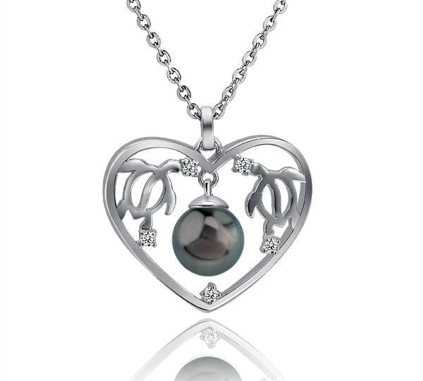 Pearl Honu Heart Pendant Pendant Island by Koa Nani Tahitian Pearl 