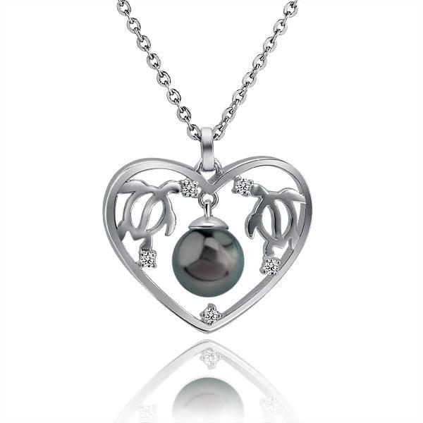 Pearl Honu Heart Pendant Pendant Island by Koa Nani Tahitian Pearl 