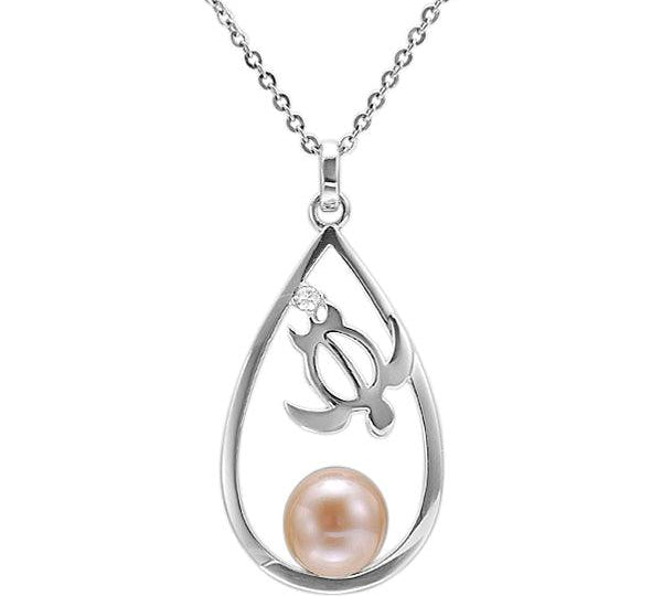 Pearl Honu Teardrop Pendant Pendant Island by Koa Nani Akoya Pearl 