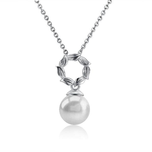 Pearl Maile Leaf Lei Pendant Pendant Island by Koa Nani Freshwater Pearl 