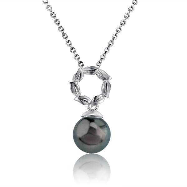 Pearl Maile Leaf Lei Pendant Pendant Island by Koa Nani Tahitian Pearl 