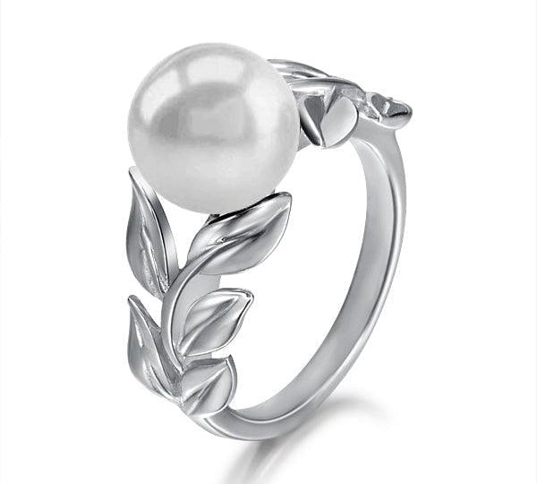 Pearl Maile Leaf Lei Ring Ring Island by Koa Nani 5.5 Freshwater Pearl 