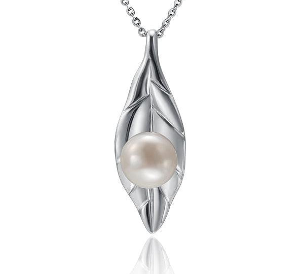 Pearl Maile Leaf Pendant Pendant Island by Koa Nani Akoya Pearl 