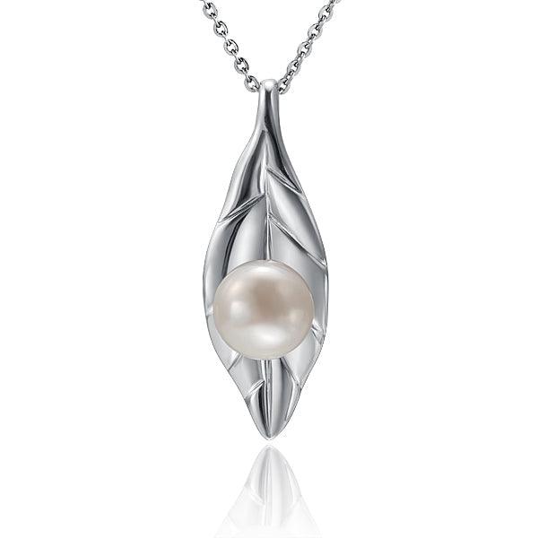 Pearl Maile Leaf Pendant Pendant Island by Koa Nani Akoya Pearl 