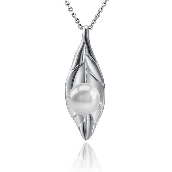 Pearl Maile Leaf Pendant Pendant Island by Koa Nani Freshwater Pearl 