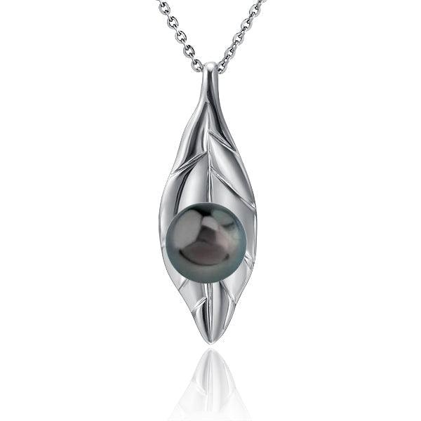 Pearl Maile Leaf Pendant Pendant Island by Koa Nani Tahitian Pearl 
