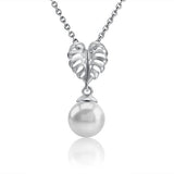 Pearl Monstera Leaf Pendant Pendant Island by Koa Nani Freshwater Pearl 