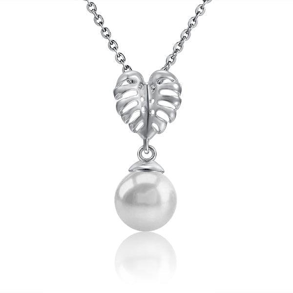 Pearl Monstera Leaf Pendant Pendant Island by Koa Nani Freshwater Pearl 