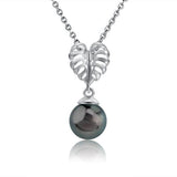 Pearl Monstera Leaf Pendant Pendant Island by Koa Nani Tahitian Pearl 