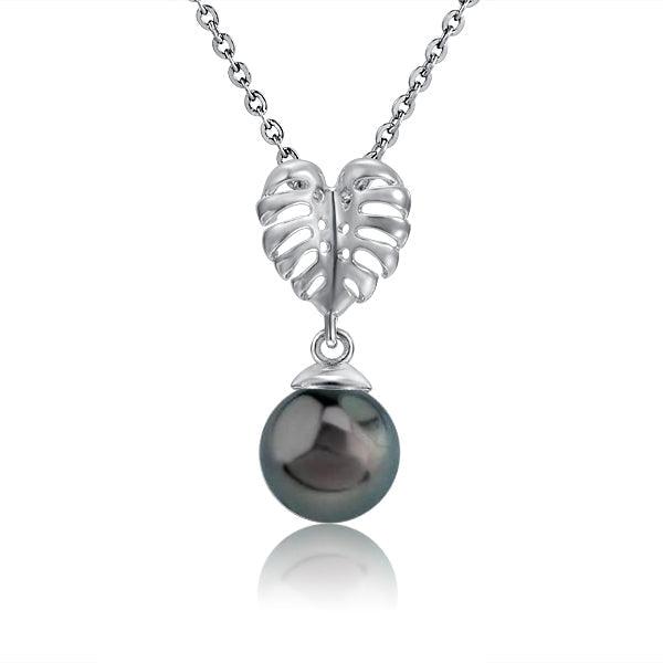 Pearl Monstera Leaf Pendant Pendant Island by Koa Nani Tahitian Pearl 