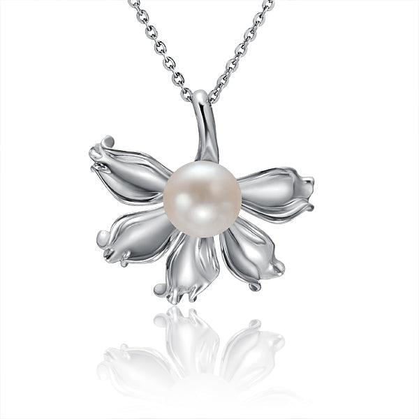 Pearl Naupaka Flower Pendant Pendant Island by Koa Nani Akoya Pearl 