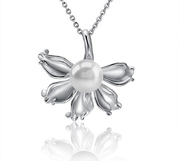 Pearl Naupaka Flower Pendant Pendant Island by Koa Nani White Pearl 