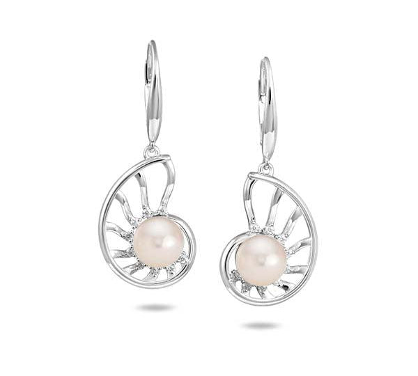 Pearl Nautilus Earrings Earrings Island by Koa Nani Freshwater Pearl 