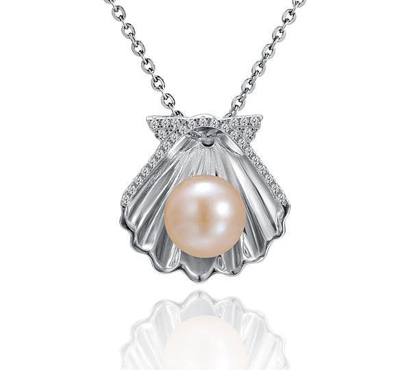 Pearl Oyster Shell Pendant Pendant Island by Koa Nani Akoya Pearl White Gold 