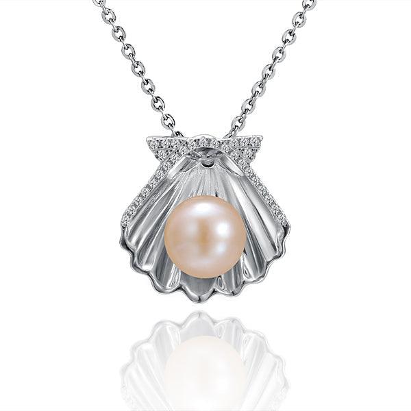 Pearl Oyster Shell Pendant Pendant Island by Koa Nani Akoya Pearl White Gold 