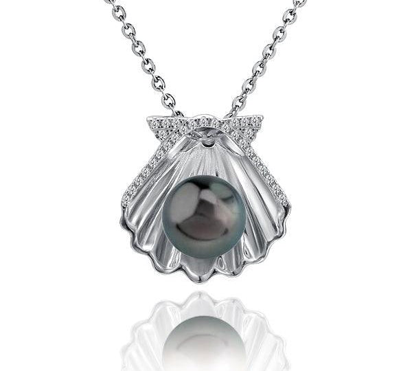 Pearl Oyster Shell Pendant Pendant Island by Koa Nani Tahitian Pearl White Gold 