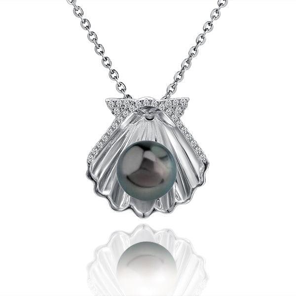 Pearl Oyster Shell Pendant Pendant Island by Koa Nani Tahitian Pearl White Gold 