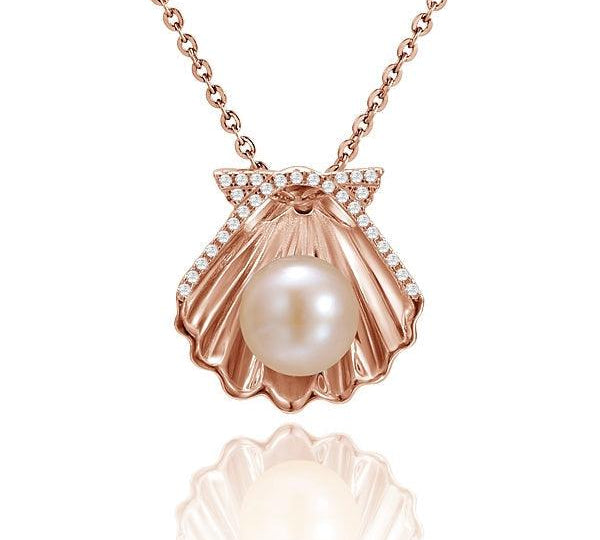 Pearl Oyster Shell Pendant Pendant Island by Koa Nani Akoya Pearl Rose Gold 
