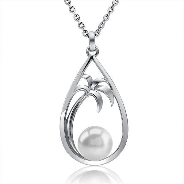 Pearl Palm Tree Teardrop Pendant Pendant Island by Koa Nani Freshwater Pearl 
