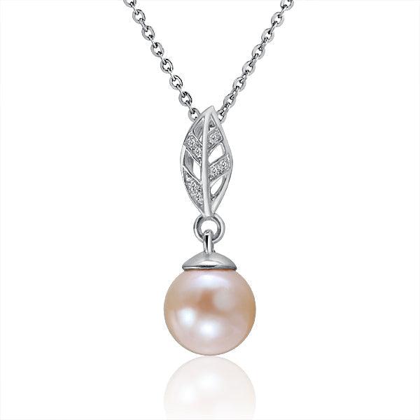 Pearl Pavé Maile Leaf Pendant Pendant Island by Koa Nani Akoya Pearl 
