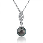Pearl Pavé Maile Leaf Pendant Pendant Island by Koa Nani Tahitian Pearl 