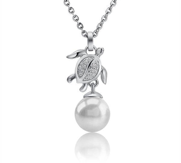 Pearl Pavé Polynesian Honu Pendant Pendant Island by Koa Nani Freshwater Pearl 