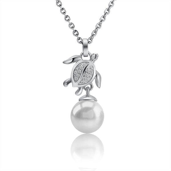 Pearl Pavé Polynesian Honu Pendant Pendant Island by Koa Nani Freshwater Pearl 