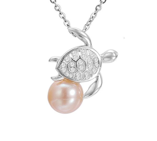 Pearl Pavé Swimming Honu Pendant Pendant Island by Koa Nani Akoya Pearl 